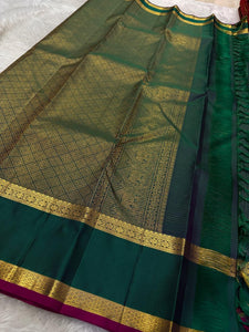 Classic Peacock Green Elegance Kanchipuram Handloom Silk Saree SS23675