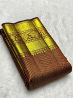 Load image into Gallery viewer, Classic Brown 2gm Zari Elegance Kanchipuram Handloom Silk Saree SS24208
