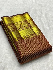 Classic Brown 2gm Zari Elegance Kanchipuram Handloom Silk Saree SS24208