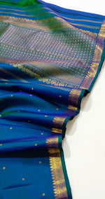 Load image into Gallery viewer, Classic Peacock Blue Kanchipuram Handloom Silk Saree SS26883
