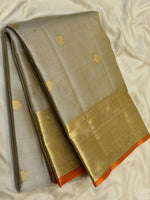 Load image into Gallery viewer, Classic Antique Beige &amp; Orange 2gm Zari Elegance Kanchipuram Handloom Silk Saree SS27080
