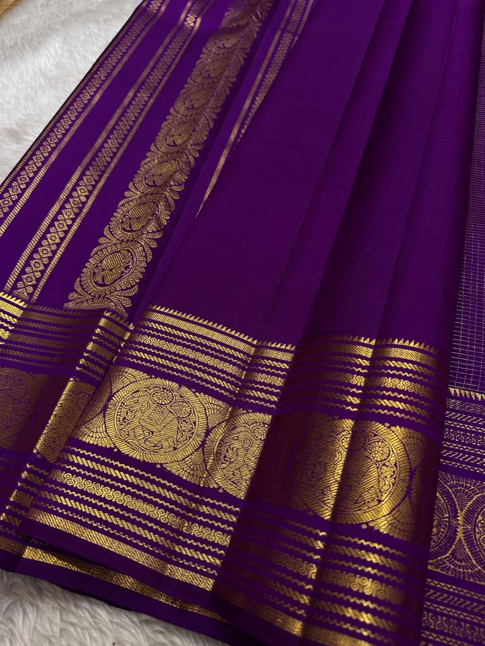 Classic Bright Vadamalli Purple Elegance Kanchipuram Handloom Silk Saree SS25403
