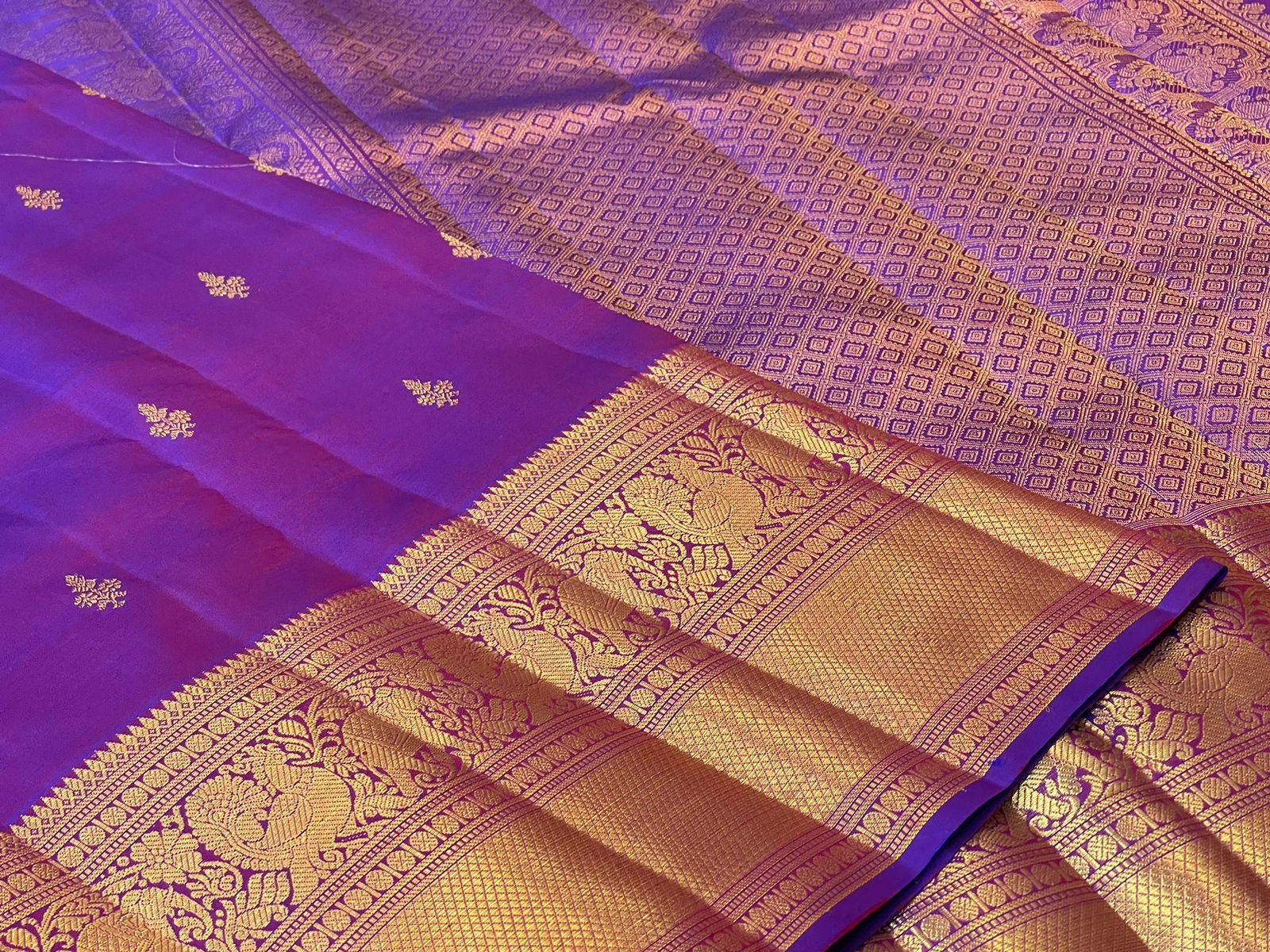 Classic Vadamalli Purple 2gm Zari Bridal Elegance Kanchipuram Handloom Silk Saree SS24810