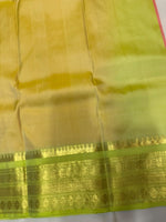 Load image into Gallery viewer, Classic Peach Rose &amp; Light Green 1gm Zari Bridal  Elegance Kanchipuram Handloom Silk Saree SS28109
