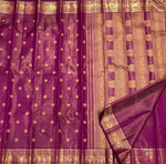 Load image into Gallery viewer, Classic Jamun Plum 2gm Zari Vaira Oosi Lines Elegance Kanchipuram Handloom Silk Saree SS28184

