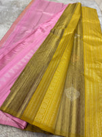 Load image into Gallery viewer, Classic Mustard &amp; Baby Pink Elegance Kanchipuram Handloom Silk Saree SS27635
