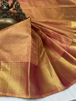 Load image into Gallery viewer, Classic Pastel Melon Orange 2gm Zari Elegance Kanchipuram Silk Saree SS23891
