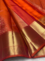 Load image into Gallery viewer, Classic Vivid Orange 2gm Zari Bridal Elegance Kanchipuram Handloom Silk Saree SS28248
