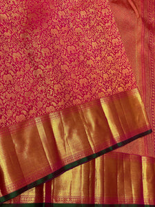 Classic Deep Pink & Dark Green 2gm Zari Kanchipuram Handloom Silk Saree SS25616