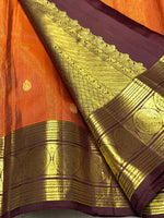 Load image into Gallery viewer, Classic Burnt Orange &amp; Coffee Brown 2gm Zari Elegance Kanchipuram Handloom Silk Saree SS27501
