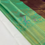 Load image into Gallery viewer, Classic Sea Green &amp; Plum 2gm Zari Elegance Kanchipuram Handloom Silk Saree SS28206
