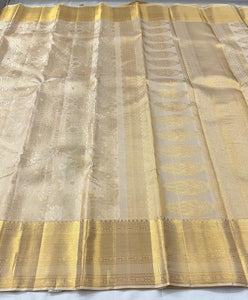 Classic Butter Cream 2gm Zari Bridal Elegance Kanchipuram Handloom Silk Saree SS25292