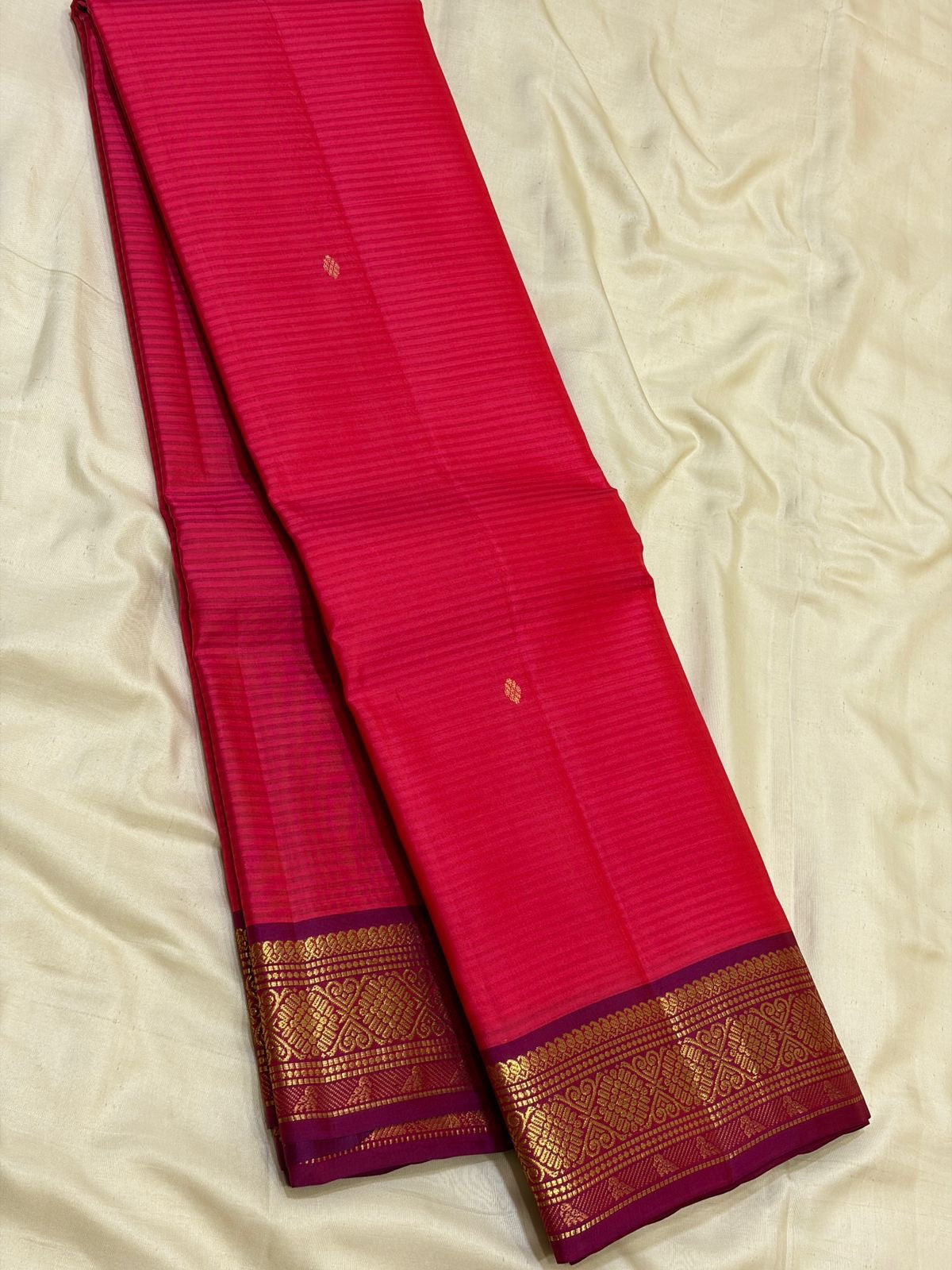 Classic Rose Pink & Wine Red Traditional Butta Kanchipuram Handloom Silk Saree SS26592
