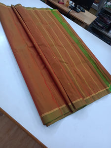 Classic Sunset Orange Kanchipuram Handloom Silk Saree SS25871
