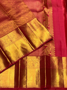 Classic Creamy Pink Dual Toned 2gm Zari Bridal Elegance Kanchipuram Handloom Silk Saree SS25278