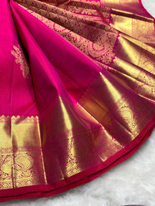 Classic Pinkish Magenta Elegance Kanchipuram Handloom Silk Saree SS25434