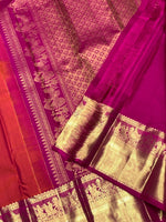 Load image into Gallery viewer, Classic Orange Pink &amp; Fuchsia Pink Elegance Kanchipuram Handloom Silk Saree SS25361

