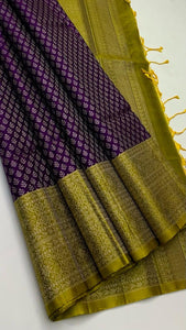 Classic Purple & Olive Green Elegance Handloom Soft Silk Saree SS24296