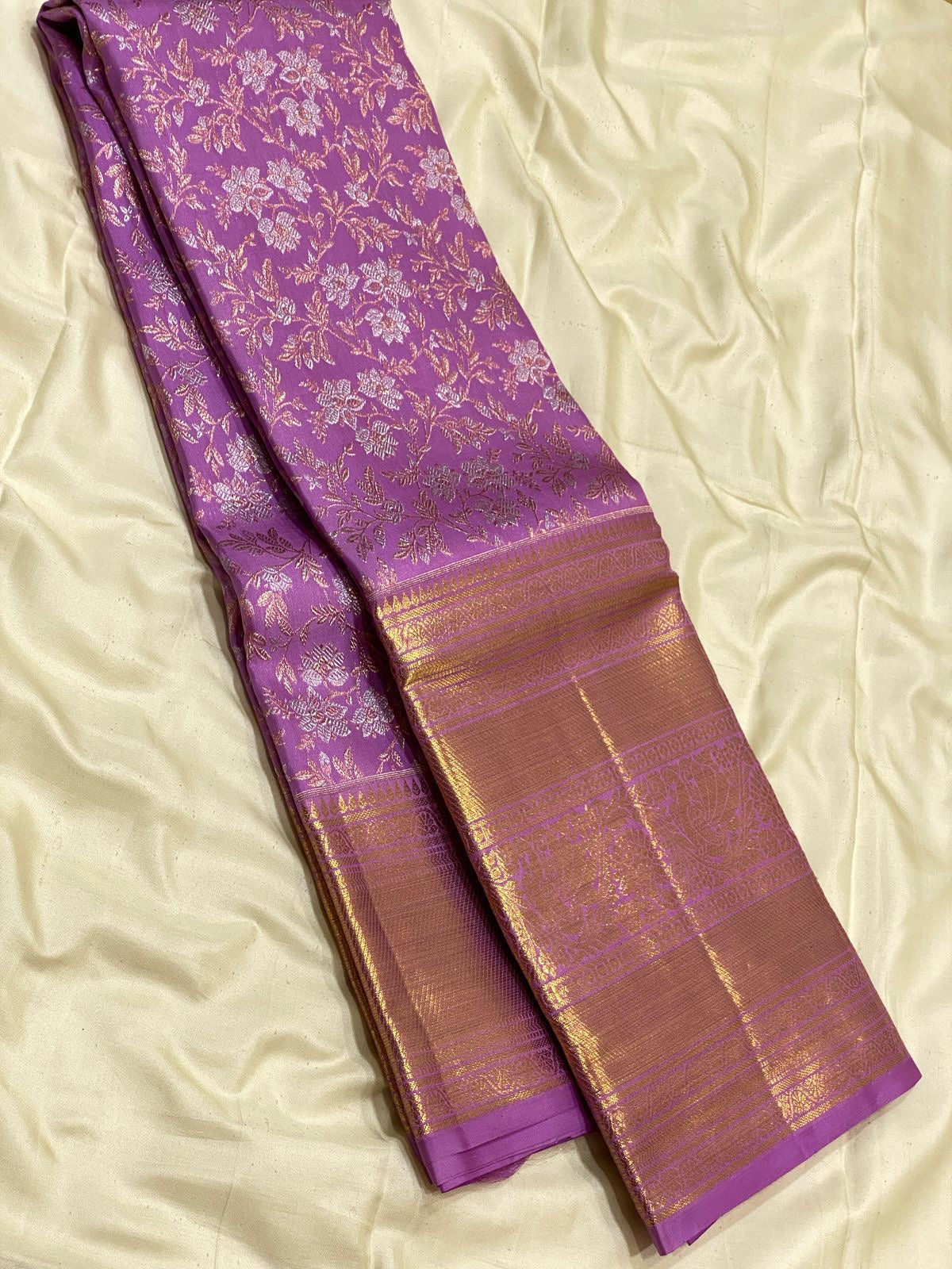 Classic Onion Pink 3gm Zari Meenakari Brocade Bridal Elegance Kanchipuram Handloom Silk Saree SS24702