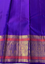 Load image into Gallery viewer, Classic Orange &amp; Purple 2gm Zari Elegance Kanchipuram Handloom Silk Saree SS25251
