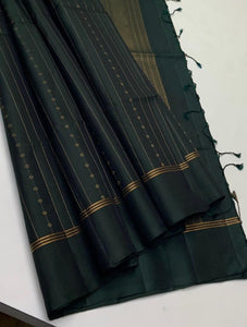 Classic Bottle Green Elegance Handloom Soft Silk Saree SS25653
