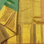 Load image into Gallery viewer, Classic Sea Green &amp; Mustard Elegance Kanchipuram Handloom Silk Saree SS27378
