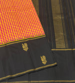 Load image into Gallery viewer, Classic Yellow &amp; Pink Black 1gm Zari Checks Elegance Kanchipuram Handloom Silk Saree SS27609
