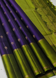 Classic Lavender & Green Elegance Handloom Soft Silk Saree SS24497