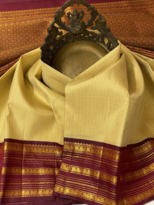 Creamy Beige & Barn Maroon 2gm Elegance Kanchipuram Handloom Silk Saree SS20543