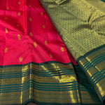 Load image into Gallery viewer, Classic Cherry Red &amp; Bottle Green 2gm Zari Bridal Elegance Kanchipuram Handloom Silk Saree SS28205
