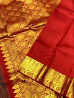 Load image into Gallery viewer, Classic Brownish Green &amp; Chilli Red  2gm Zari Bridal Elegance Kanchipuram Handloom Silk Saree SS24617
