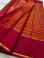 Load image into Gallery viewer, Classic Brick Orange &amp; Chilli Red 2gm Zari Korvai Checks Elegance Kanchipuram Handloom Silk Saree SS27813
