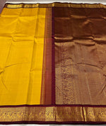 Load image into Gallery viewer, Classic Mango Yellow &amp; Maroon 2gm Zari Elegance Kanchipuram Handloom Silk Saree SS27215
