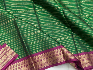 Classic Bottle Green & Wine Red Elegance Kanchipuram Handloom Silk Saree SS24456