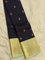 Load image into Gallery viewer, Classic Charcoal Black &amp; Pastel Pista Green 2gm Zari Elegance Kanchipuram Handloom Silk Saree SS28591
