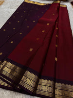 Load image into Gallery viewer, Classic Cherry Red &amp; Dark Plum Elegance Kanchipuram Handloom Silk Saree SS24838
