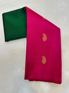 Classic Green & Magenta Kanchipuram Handloom Silk Saree SS26329