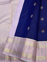 Load image into Gallery viewer, Classic Imperial Blue &amp; Pastel Lilac 2gm Zari Elegance Kanchipuram Handloom Silk Saree SS28269
