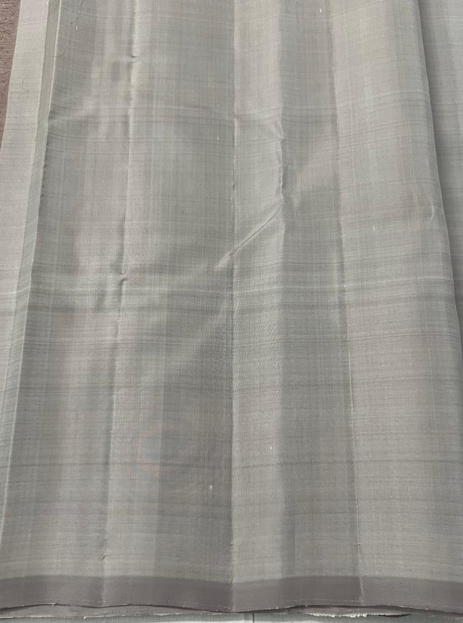 Classic Silver Grey 2gm Zari Kanchipuram Handloom Silk Saree SS26018