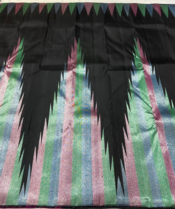 Classic Charcoal Black Silver Multi Color Rising Border 2gm Zari Kanchipuram Handloom Silk Saree SS25578
