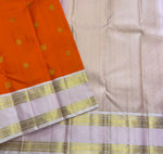 Load image into Gallery viewer, Classic Orange &amp; Baby Pink 1gm Thread Butta  Elegance Kanchipuram Handloom Silk Saree SS27350
