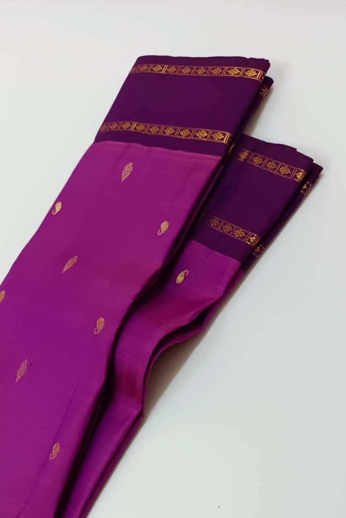 Classic Lavender & Purple 2gm Zari Rettai Kanchipuram Handloom Silk Saree SS26517