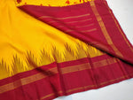 Load image into Gallery viewer, Classic Golden Yellow &amp; Reddish Maroon 2gm Zari Elegance Kanchipuram Handloom Silk Saree SS27562
