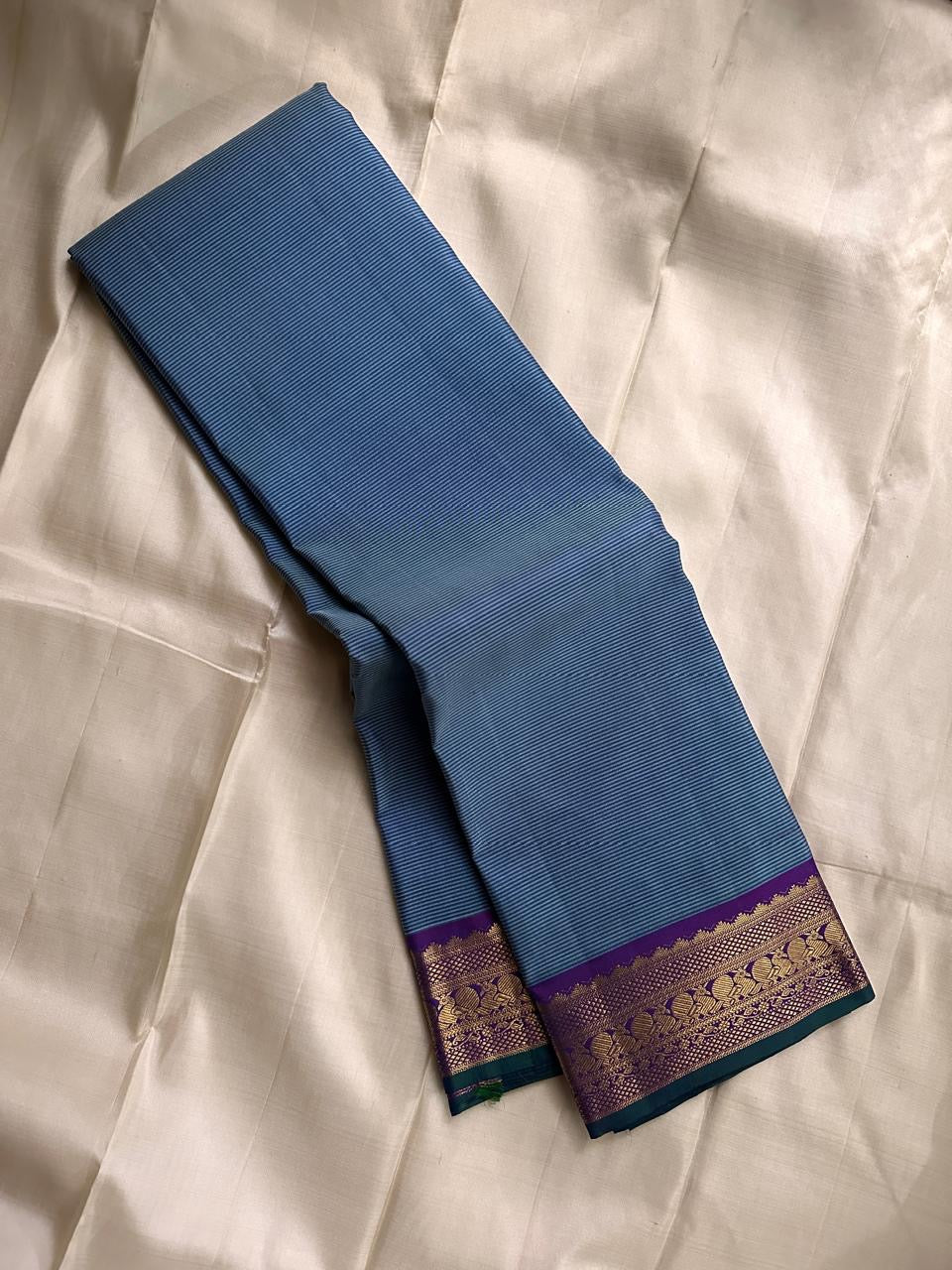 Classic Airforce Blue & Fuchsia Pink Elegance Kanchipuram Handloom Silk Saree SS25401