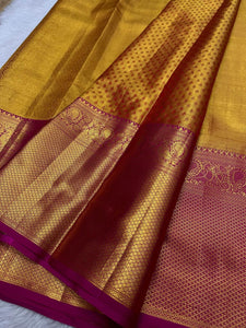 Classic Gold & Deep Pink Bridal Elegance Kanchipuram Handloom Silk Saree SS23612