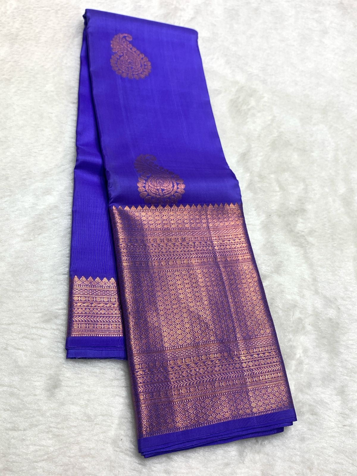 Classic Blue 2gm Zari Elegance Kanchipuram Handloom Silk Saree SS24394