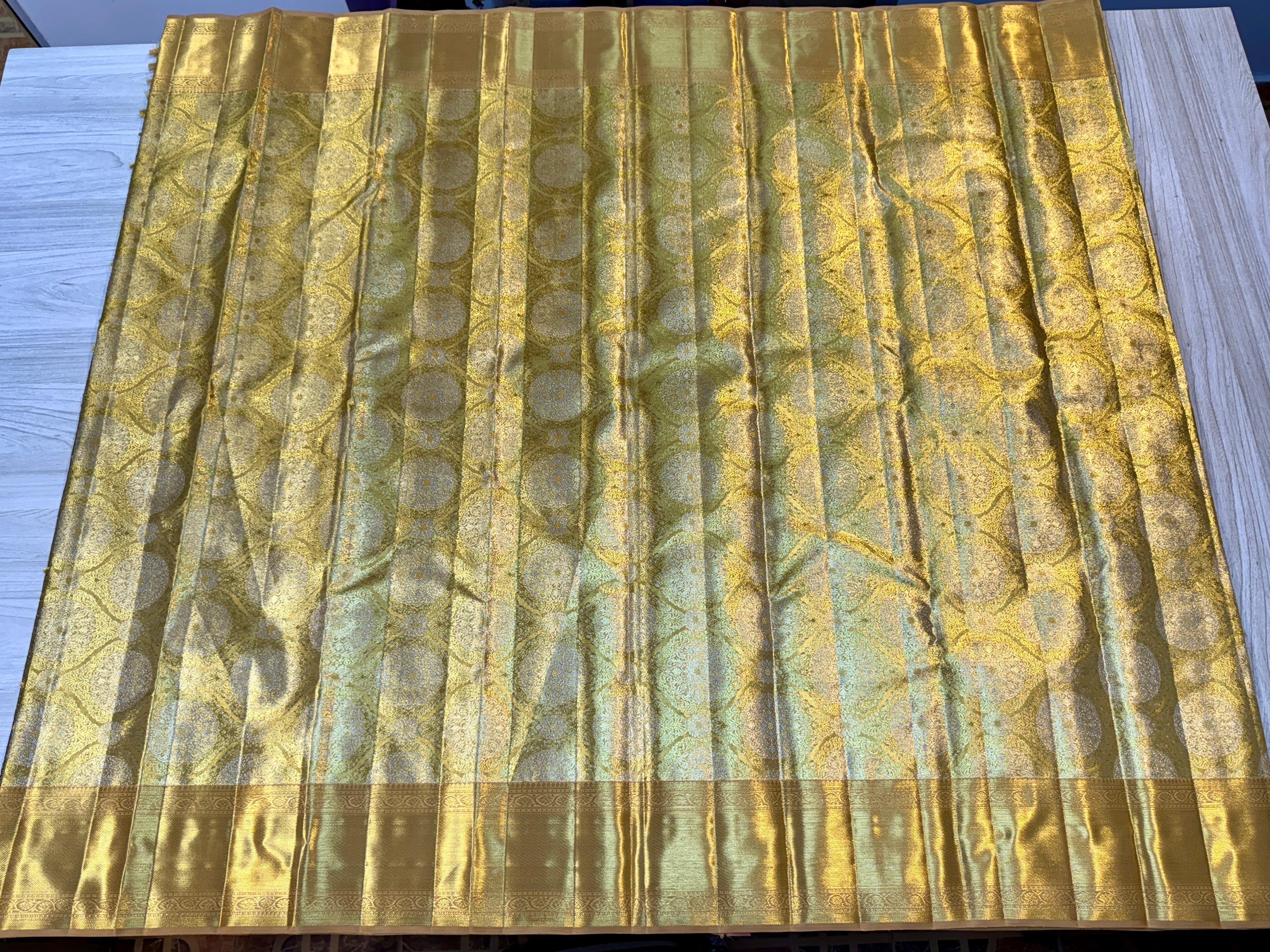 Classic Gold Bridal Elegance Kanchipuram Handloom Silk Saree SS24723