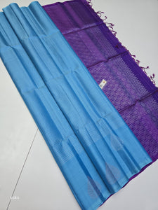 Classic Sky Blue & Purple Elegance Handloom Soft Silk Saree SS25671