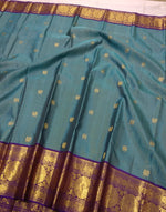 Load image into Gallery viewer, Classic Light Blue &amp; Chocolate 2gm Zari Vaira Oosi Elegance Kanchipuram Handloom Silk Saree SS27628
