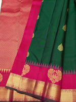 Load image into Gallery viewer, Classic Emerald Green &amp; Deep Pink 1gm Zari Elegance Kanchipuram Handloom Silk Saree SS28066
